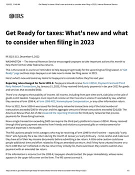 Click for Whats new and what to consider when filing in 2023 